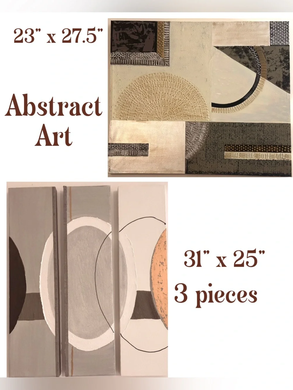 Wall Art Neutral Bold Canvas Paintings Geometric Abstract Floral Cat Lightweight